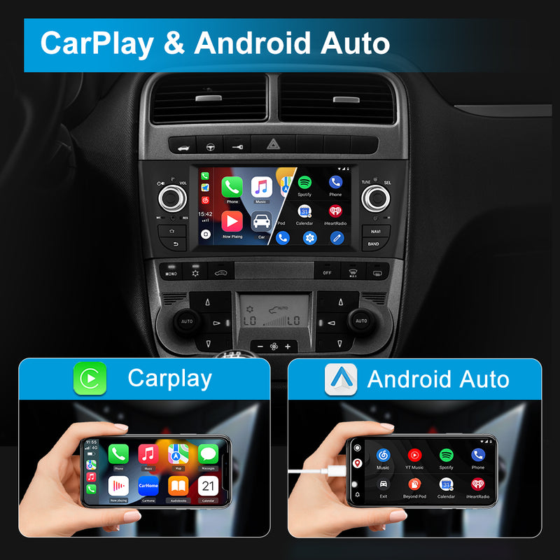 AWESAFE Autoradio Android per Fiat Grande Punto (2005-2012) Sistema di aggiornamento radio touch screen con Wireless Carplay Android Auto, supporto Bluetooth WiFi Navigazione GPS AWESAFE