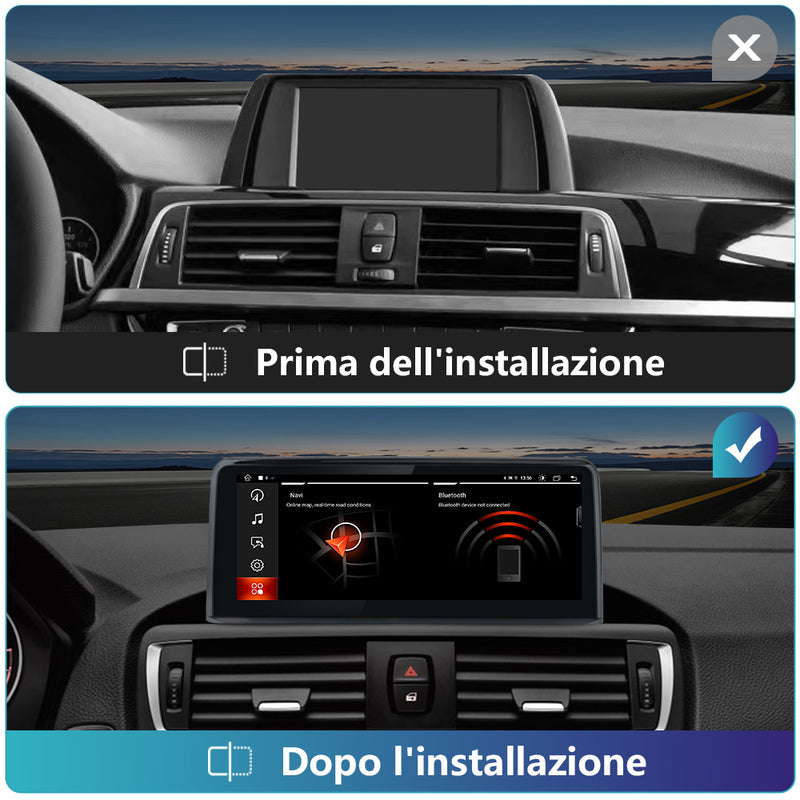 AWESAFE Autoradio Android per BMW Serie 1/2/3/4 F20 F21F22 F30 F31 F32 F33 F34 F36 (2013-2017) Sistema NBT Touch Screen Aggiornamento radio con Wireless Carplay Android Auto, Supporto Bluetooth WiFi Navigazione GPS AWESAFE