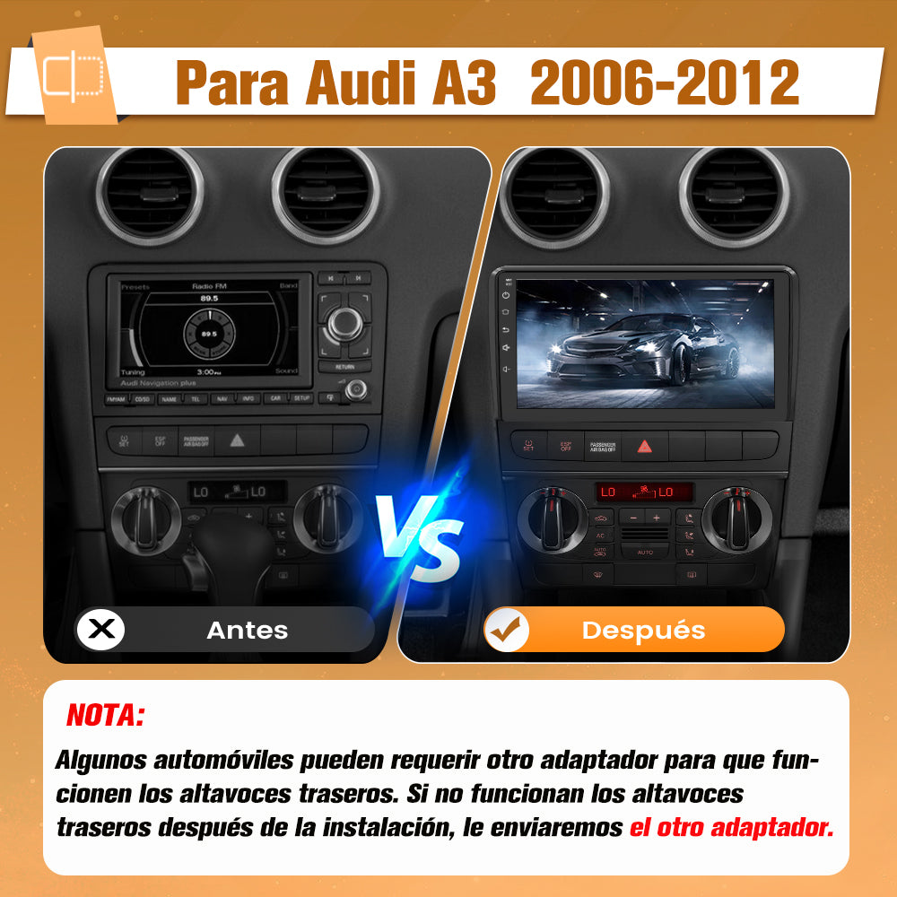 AWESAFE Android Car Stereo Para Audi A3 2006-2012 Sistema Actualización de Radio de Pantalla Táctil con Carplay Inalámbrico Android Auto, Soporte Bluetooth WiFi Navegación GPS AWESAFE