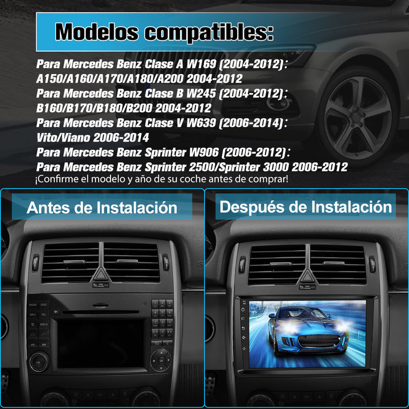 AWESAFE Android Car Stereo Para Benz Sistema Actualización de Radio de Pantalla Táctil con Carplay Inalámbrico Android Auto, Soporte Bluetooth WiFi Navegación GPS AWESAFE