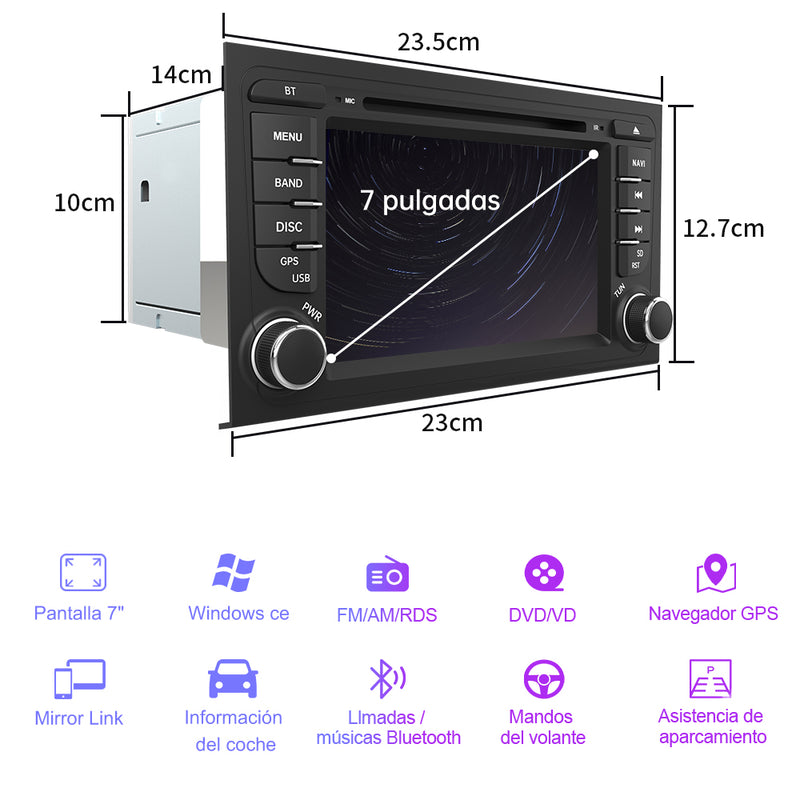 AWESAFE Android Car Stereo Para Audi Sistema Actualización de Radio de Pantalla Táctil con Carplay Inalámbrico Android Auto, Soporte Bluetooth WiFi Navegación GPS AWESAFE