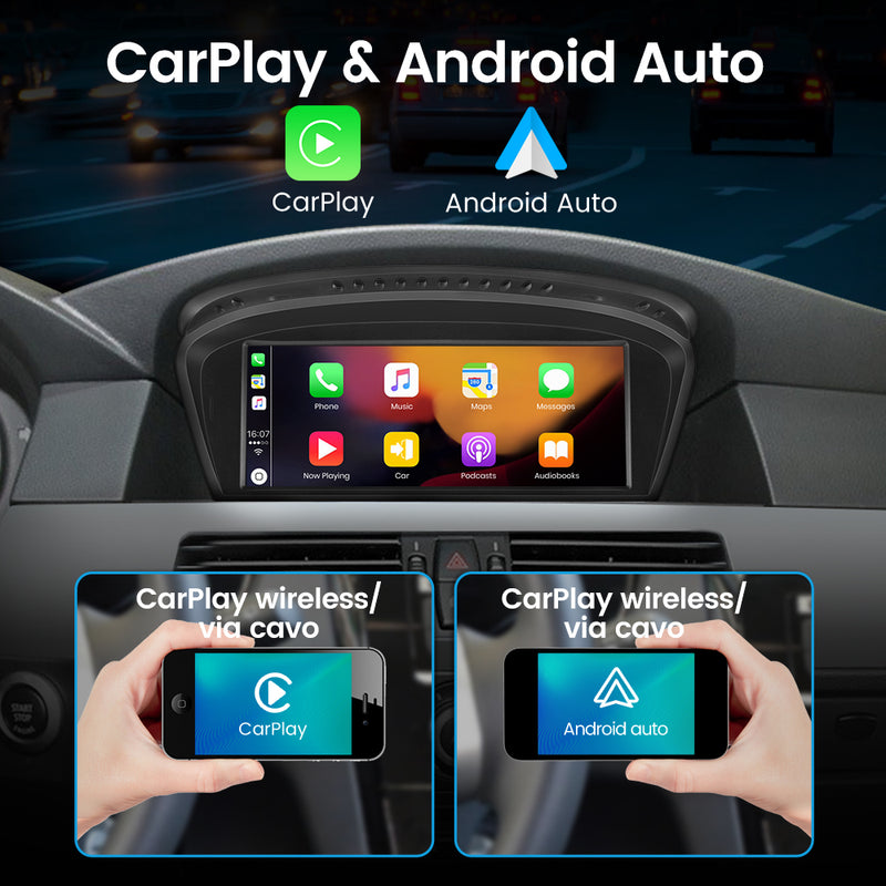 AWESAFE Autoradio Android per Serie 5 E60,E61,E63,E64,2009-2012/Serie 3 E90, E91,E92,2009-2012 Sistema CCC Aggiornamento radio touch screen con Wireless Carplay Android Auto, Supporto Bluetooth WiFi Navigazione GPS AWESAFE