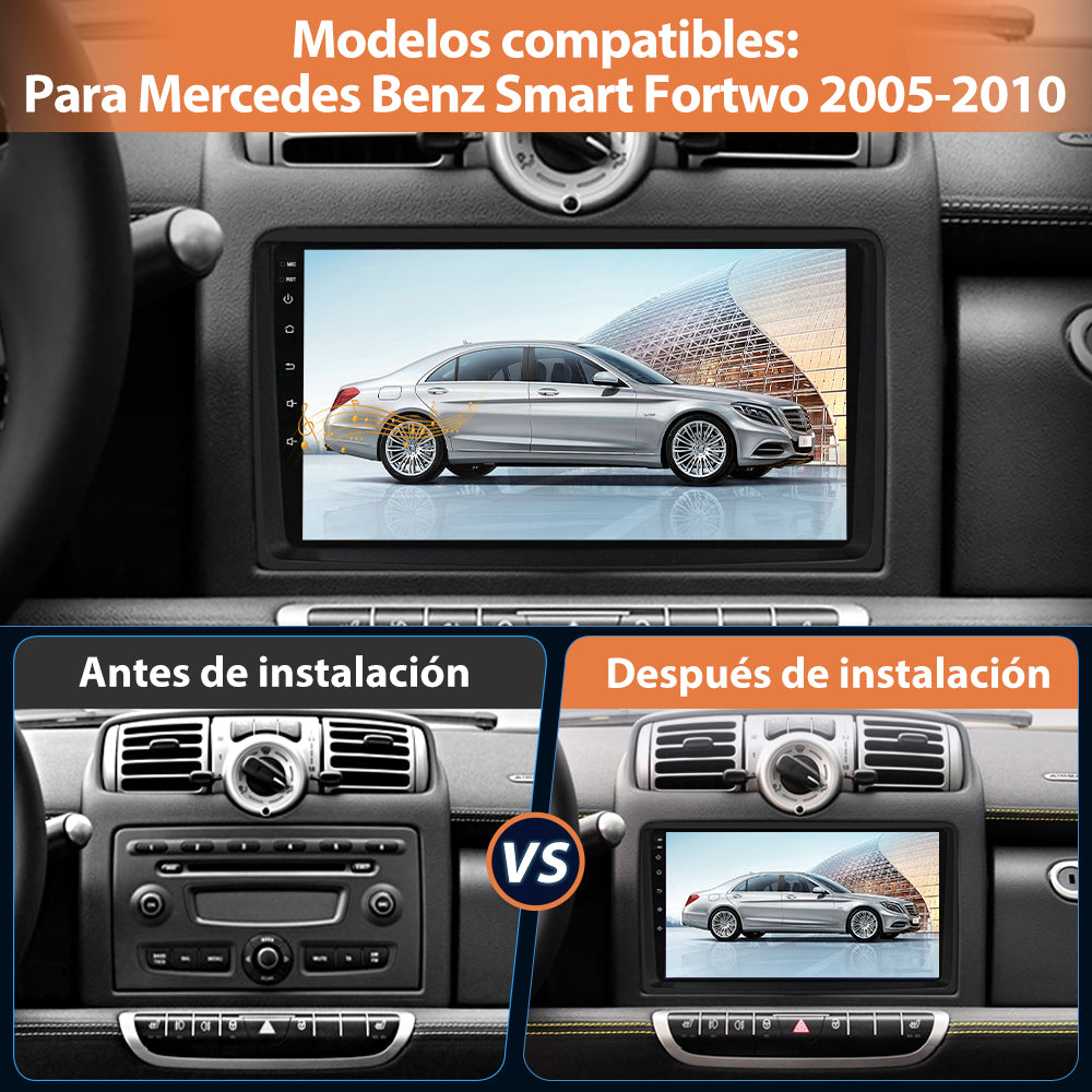 AWESAFE Android Car Stereo Para Mercedes Benz Smart Fortwo 2005-2010 Sistema  Actualización de Radio de Pantalla Táctil con Carplay Inalámbrico Android Auto, Soporte Bluetooth WiFi Navegación GPS AWESAFE