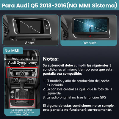 AWESAFE Android Car Stereo Para Audi 05 2013-2016 Sistema  Actualización de Radio de Pantalla Táctil con Carplay Inalámbrico Android Auto, Soporte Bluetooth WiFi Navegación GPS AWESAFE