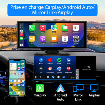 AWESAFE Autoradio Sans Fil Avec CarPlay/Android Auto, écran 10,26", Dashcam 4K Avant & 1080P Arrière, GPS, Bluetooth, FM, Assistant Vocal, Mirror Link AWESAFE