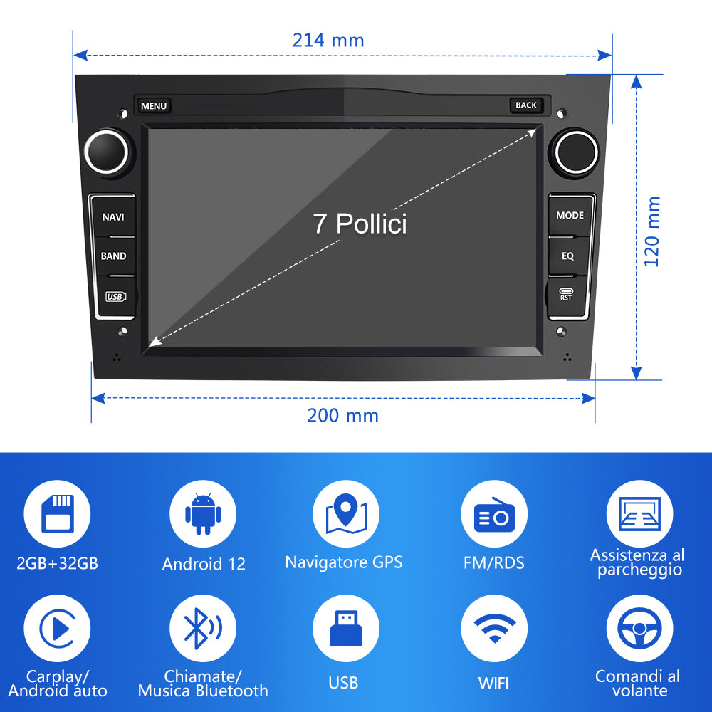 AWESAFE Autoradio Android per sistema di aggiornamento radio touch screen Opel con Wireless Carplay Android Auto, supporto navigazione GPS Bluetooth WiFi AWESAFE