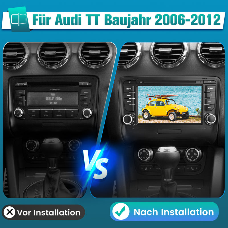 AWESAFE Autoradio für Audi TT 2006-2012, Android 12 System, 7 Zoll Touchscreen, 2G+32G, Unterstützt Navigation Carplay Android Auto Bluetooth WiFi AWESAFE