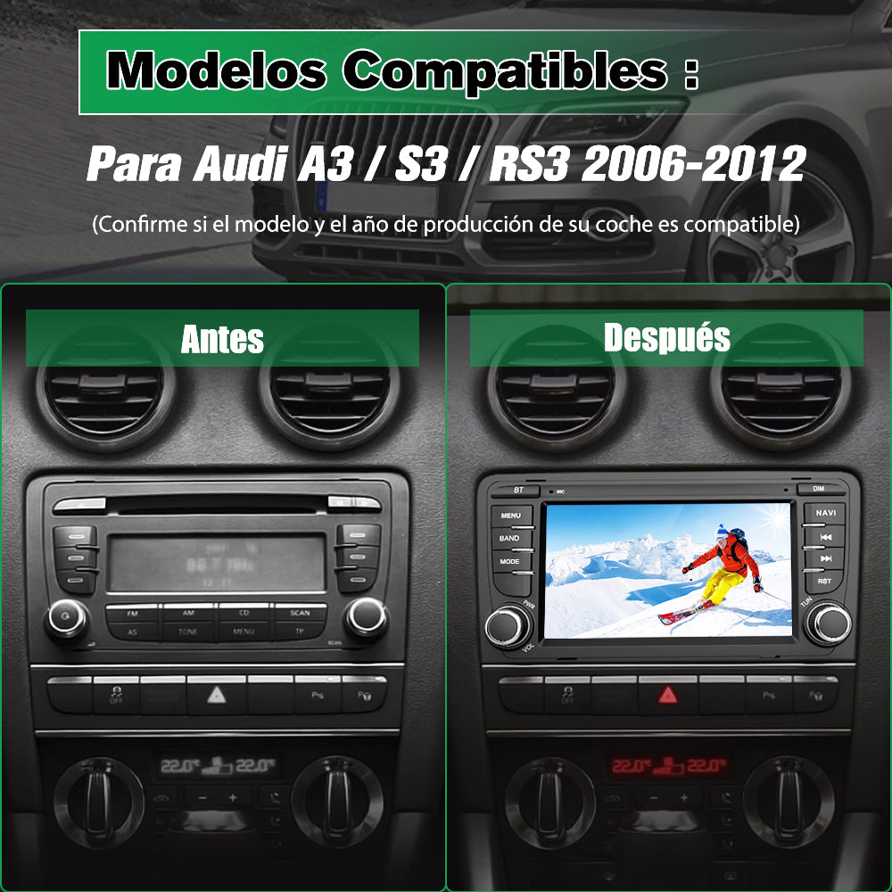 AWESAFE Android Car Stereo Para Audi A3/S3/RS3 2006-2012 Sistema Actualización de Radio de Pantalla Táctil con Carplay Inalámbrico Android Auto, Soporte Bluetooth WiFi Navegación GPS AWESAFE