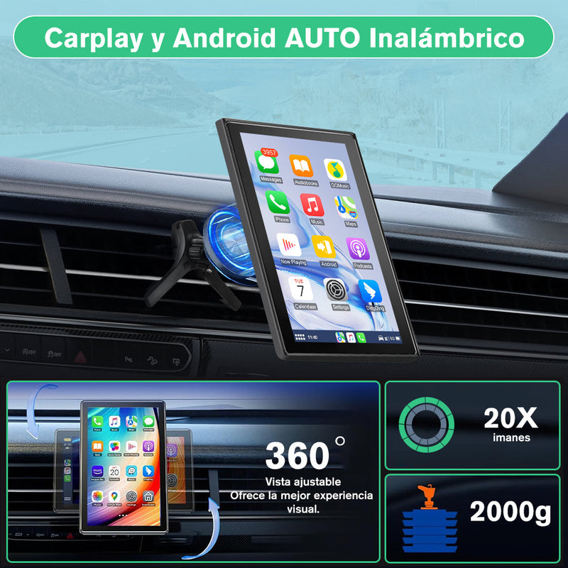 AWESAFE Écran Portable 9'' pour A-pple CarPlay & Android Auto, Affichage HD Dividida Pantalla , Support Mises à jour OTA, Modes Portrait et Paysage, Caméra de Recul, Bluetooth, Contrôle Vocal, Navigat AWESAFE