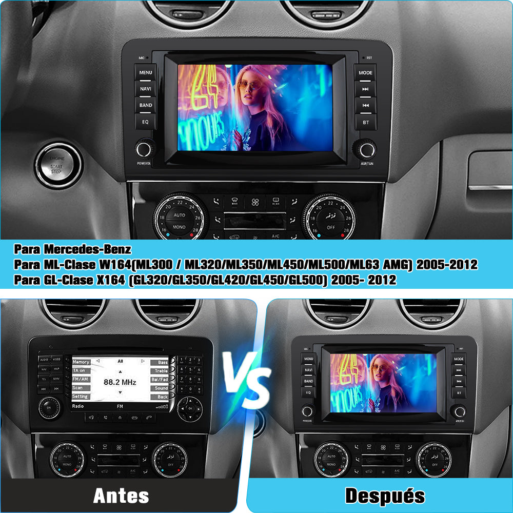 AWESAFE Android Car Stereo Para Benz Sistema Actualización de Radio de Pantalla Táctil con Carplay Inalámbrico Android Auto, Soporte Bluetooth WiFi Navegación GPS AWESAFE