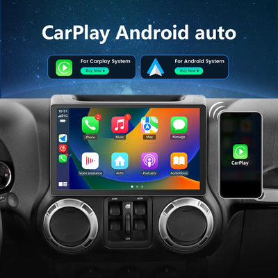 AWESAFE Android 12 Car Radio Stereo for  jeep Wrangler/Unlimited 2007-2018 & Dodge Ram Pickup 1500/2500/3500 2009-2012 with Built-in Wireless Apple CarPlay & Android Auto AWESAFE