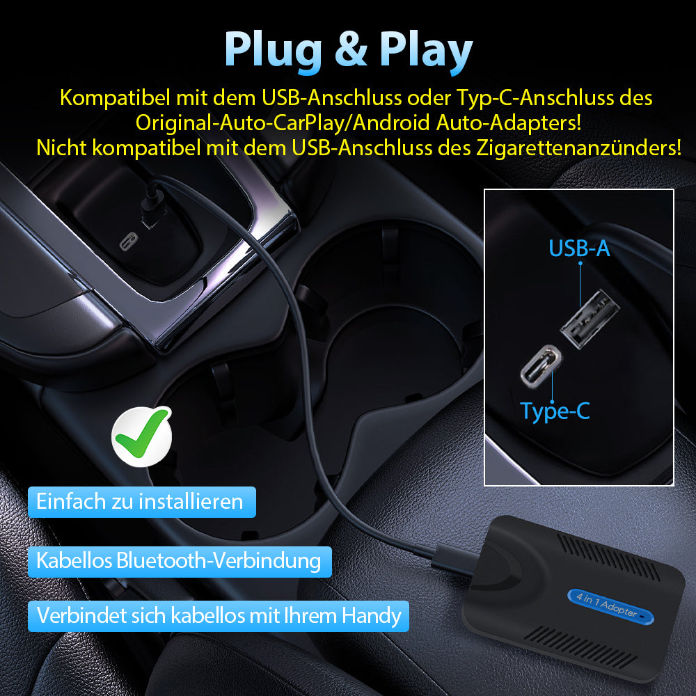 AWESAFE Kabelloser CarPlay-Adapter, Apple CarPlay-Dongle für werkseitig verkabelte Apple CarPlay-Autos, Plug & Play AWESAFE