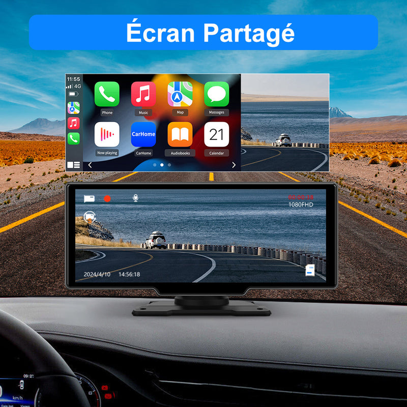 AWESAFE Autoradio Sans Fil Avec CarPlay/Android Auto, écran 10,26", Dashcam 4K Avant & 1080P Arrière, GPS, Bluetooth, FM, Assistant Vocal, Mirror Link AWESAFE