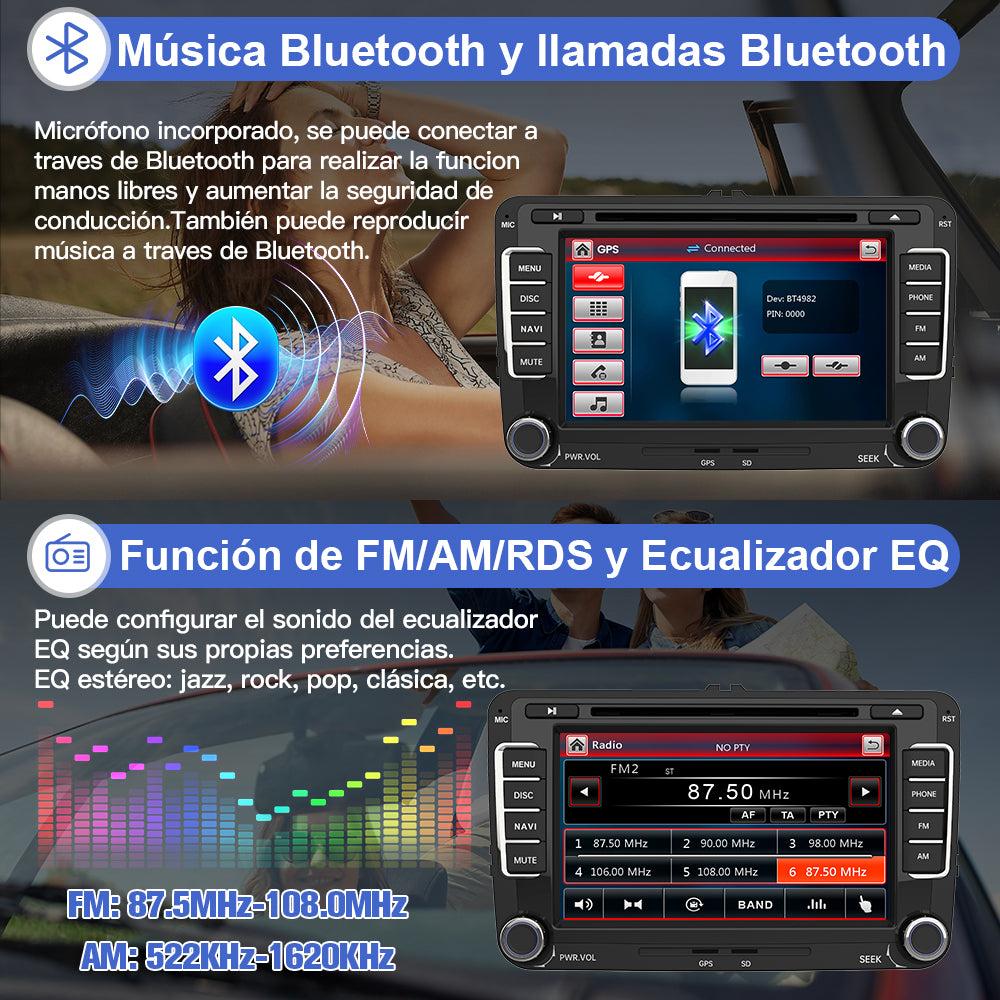 AWESAFE Android Car Stereo Para Golf Sistema Actualización de Radio de Pantalla Táctil con Carplay Inalámbrico Android Auto, Soporte Bluetooth WiFi Navegación GPS AWESAFE