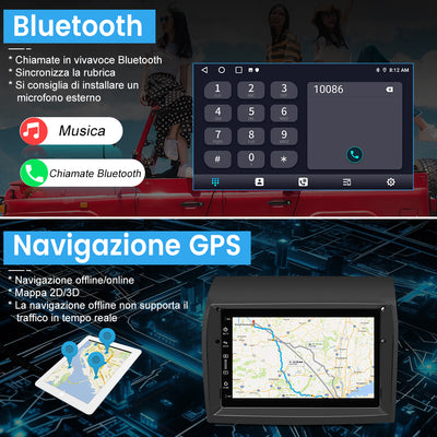 AWESAFE Autoradio Android per Fiat Ducato (2009-2015) Sistema di aggiornamento radio touch screen con Wireless Carplay Android Auto, supporto Bluetooth WiFi Navigazione GPS AWESAFE