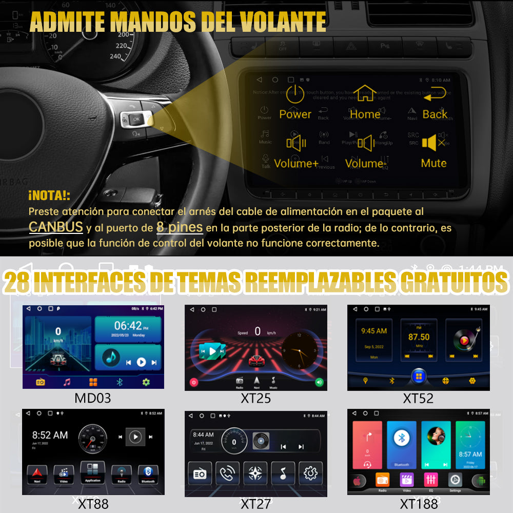 AWESAFE Android 12.0 2GB+32GB Radio Coche con Pantalla Táctil para VW, Autoradio 9'' con CarPlay/Android Auto/Mirror Link, Admite WiFi/GPS/Bluetooth/RDS/USB/FM/Mandos del Volante y Cámara Trasera AWESAFE