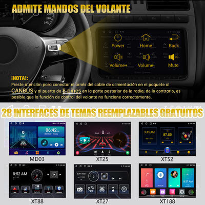 AWESAFE Android 12.0 2GB+32GB Radio Coche con Pantalla Táctil para VW, Autoradio 9'' con CarPlay/Android Auto/Mirror Link, Admite WiFi/GPS/Bluetooth/RDS/USB/FM/Mandos del Volante y Cámara Trasera AWESAFE