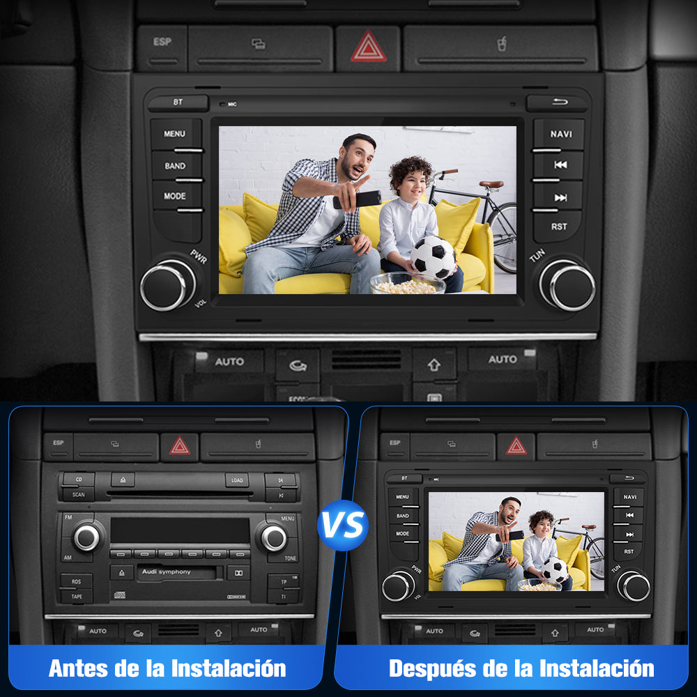 AWESAFE [Android 12.0 2GB+32GB] Radio de Coche para Audi A4/S4/RS4 con Carplay/Android Auto, 7 Pulgadas Pantalla Táctil con WiFi/GPS/Bluetooth/DSP/RDS/USB/FM AM/28 Temas, Apoyo Mandos Volante AWESAFE