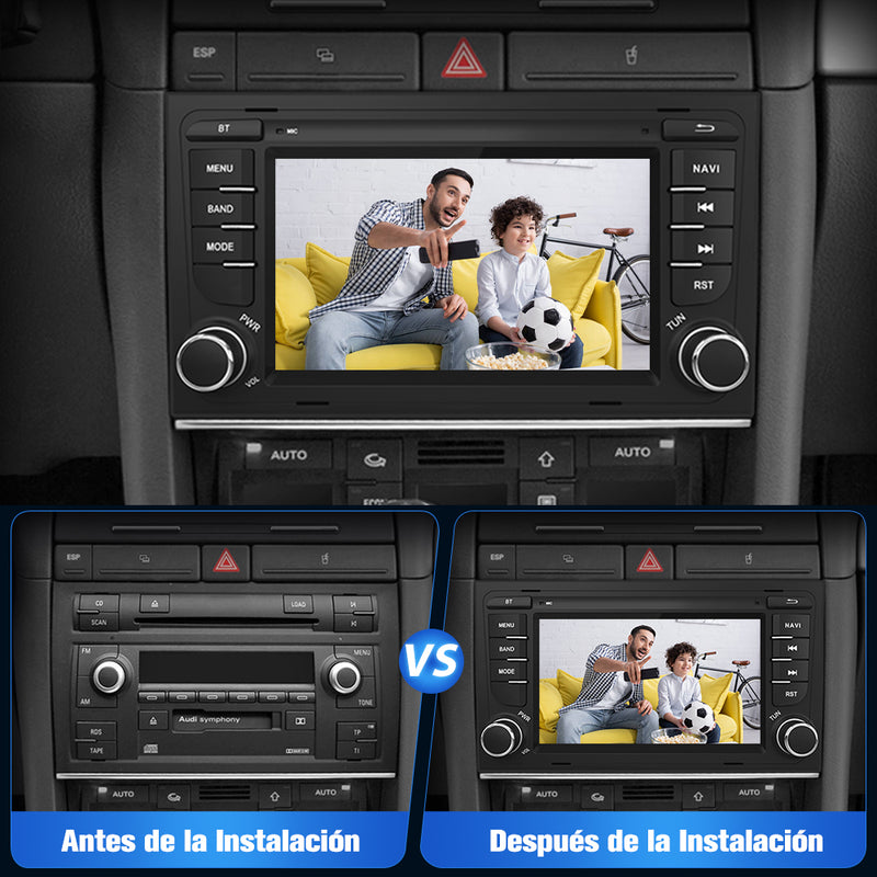 AWESAFE [Android 12.0 2GB+32GB] Radio de Coche para Audi A4/S4/RS4 con Carplay/Android Auto, 7 Pulgadas Pantalla Táctil con WiFi/GPS/Bluetooth/DSP/RDS/USB/FM AM/28 Temas, Apoyo Mandos Volante AWESAFE