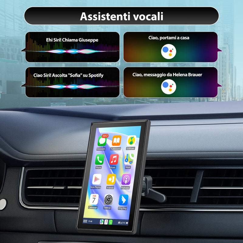 AWESAFE 9" Portatile Coche Wireless per CarPlay & Android Auto con HD Multischermo, Aggiornamenti OTA, Orientamento Verticale/Orizzontale, Telecamera Retro Inclusa, Bluetooth, Controllo Vocale, GPS AWESAFE SHOP