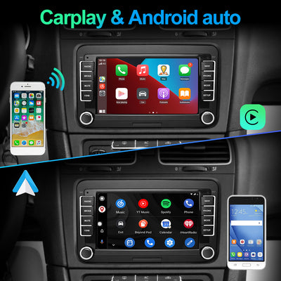 AWESAFE Autoradio Android 12 [1G+32GB] con CarPlay/Android Auto per VW Golf 5 6 Plus Polo Passat Tiguan Seat, Car Radio GPS Bluetooth WIFI FM RDS EQ Comandi al Volante AWESAFE