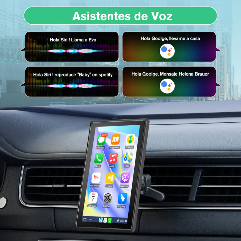 AWESAFE Écran Portable 9'' pour A-pple CarPlay & Android Auto, Affichage HD Dividida Pantalla , Support Mises à jour OTA, Modes Portrait et Paysage, Caméra de Recul, Bluetooth, Contrôle Vocal, Navigat AWESAFE