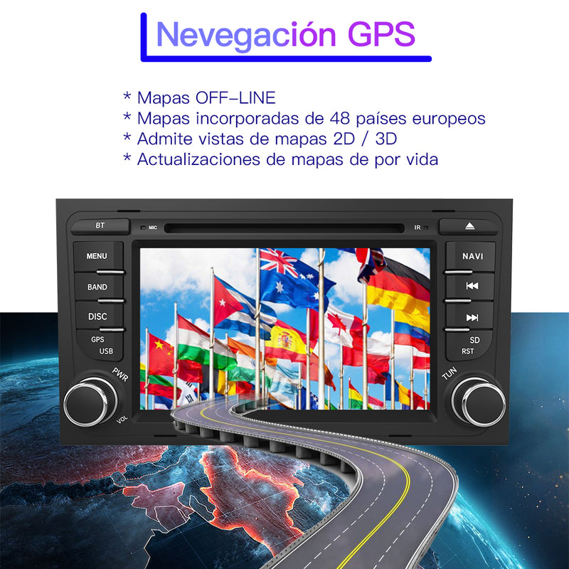 AWESAFE Android Car Stereo Para Audi Sistema Actualización de Radio de Pantalla Táctil con Carplay Inalámbrico Android Auto, Soporte Bluetooth WiFi Navegación GPS AWESAFE