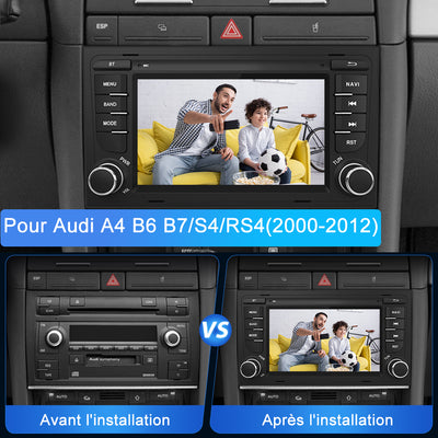 AWESAFE Autoradio Android 12 pour Audi A4/S4/RS4(2000-2012)[2Go+32Go] avec Carplay sans Fil Android Auto 7 Pouces Écran Tactile GPS Bluetooth WiFi RDS FM Radio AWESAFE