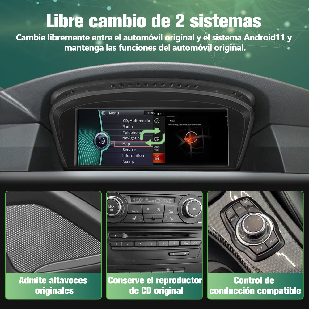 AWESAFE Android Car Stereo Para BMW Series 3 E90 E91 E92 2009-2012 con cic Sistema & BMW Series 5 E60 E61 E63 E64 2009-2012 con cic Sistema Actualización de Radio de Pantalla Táctil con Carplay Inalámbrico Android Auto, Soporte Bluetooth WiFi AWESAFE