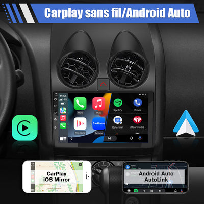 AWESAFE Android Car Stereo Para Qashqai j10 (2006-2013) Actualización de radio de pantalla táctil con Carplay inalámbrico Android Auto, soporte Bluetooth WiFi navegación GPS AWESAFE