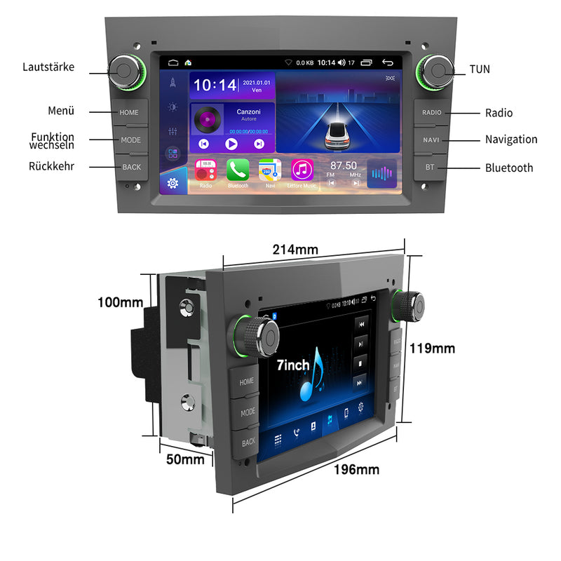 AWESAFE Android 12.0 2GB+32GB Car Radio for Opel with Carplay/Android Auto, 7 Inch Touch Screen with WiFi/GPS/Bluetooth/DSP/RDS/USB/FM AM/24 Themes, Support Steering Wheel Controls, MirrorLink (Grey) AWESAFE