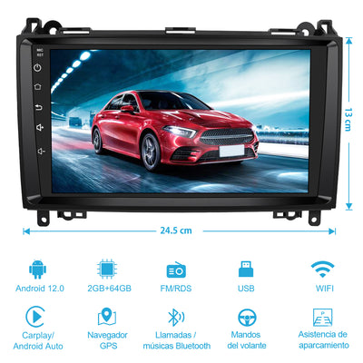 AWESAFE Android Car Stereo Para Benz Sistema Actualización de Radio de Pantalla Táctil con Carplay Inalámbrico Android Auto, Soporte Bluetooth WiFi Navegación GPS AWESAFE