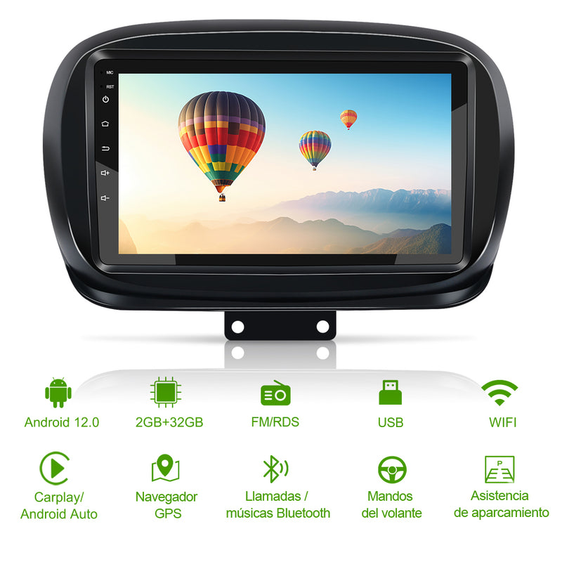 AWESAFE Android Car Stereo Para Fiat 500x 2014-2020 Sistema  Actualización de Radio de Pantalla Táctil con Carplay Inalámbrico Android Auto, Soporte Bluetooth WiFi Navegación GPS AWESAFE