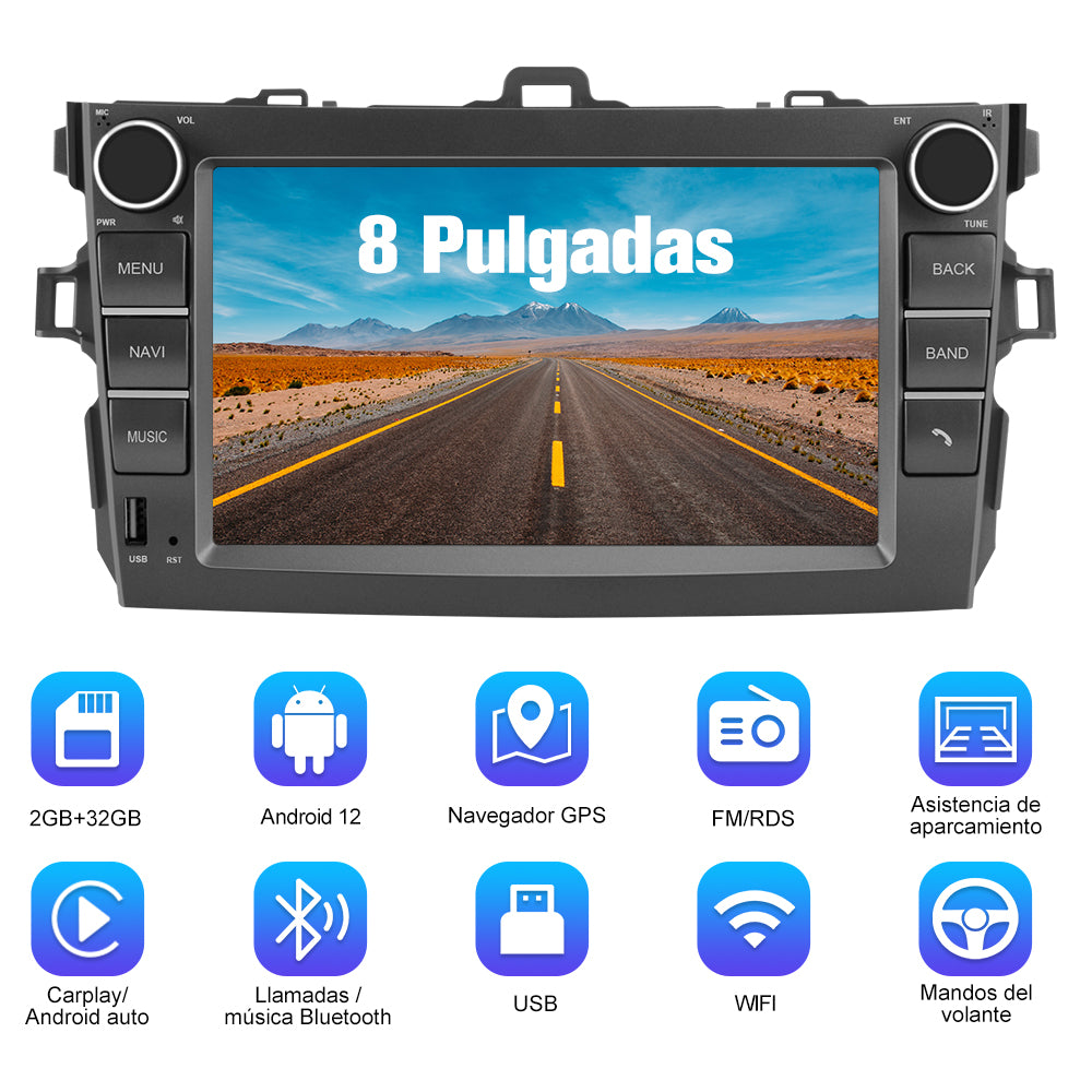 AWESAFE Android Car Stereo Para Toyota Auris 2006-2012 Actualización de Radio de Pantalla táctil con Carplay inalámbrico Android Auto, Soporte Bluetooth WiFi navegación GPS AWESAFE