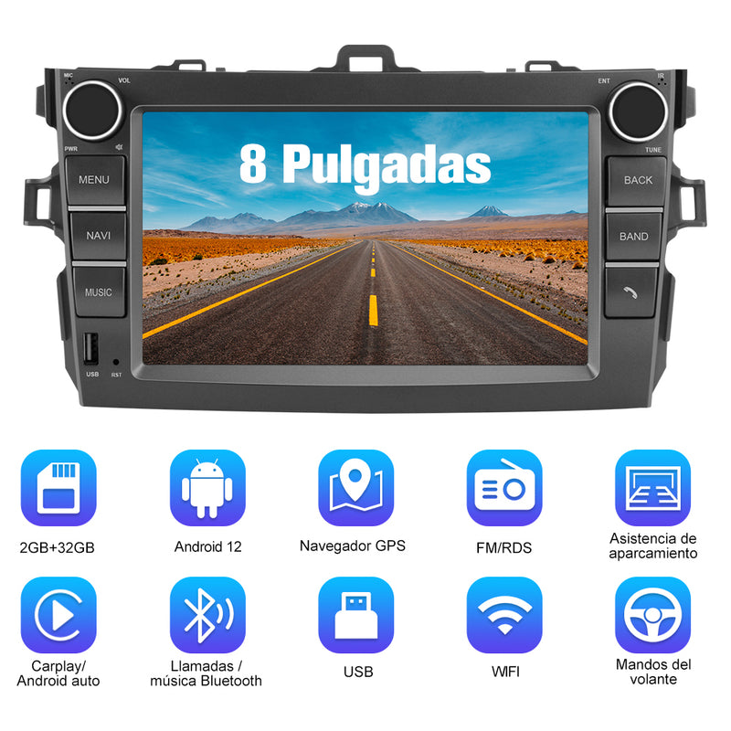 AWESAFE Android Car Stereo Para Toyota Auris 2006-2012 Actualización de Radio de Pantalla táctil con Carplay inalámbrico Android Auto, Soporte Bluetooth WiFi navegación GPS AWESAFE