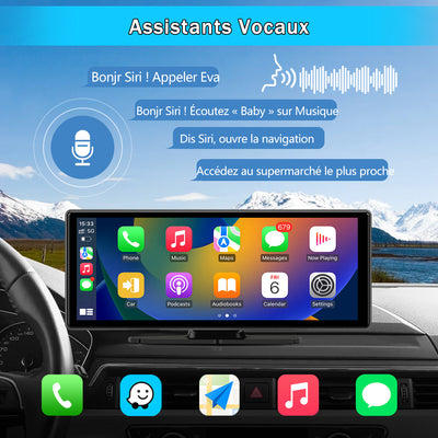 AWESAFE Autoradio avec CarPlay Sans Fil & Android Auto - Écran Tactile 10,26 Pouces - Caméra 4K Avant + 1080P Arrière - Bluetooth/GPS/Mirror Link/Assistant Vocal/AUX/FM AWESAFE