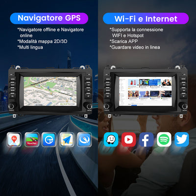 AWESAFE Autoradio Carplay Android Auto Android 12 per Mercedes Benz Vito Viano/Sprinter W639 W245/Classe B/Classe A W169, Touchscreen da 7 pollici (2+32GB) con Navigazione GPS Bluetooth WiFi FM RDS AWESAFE