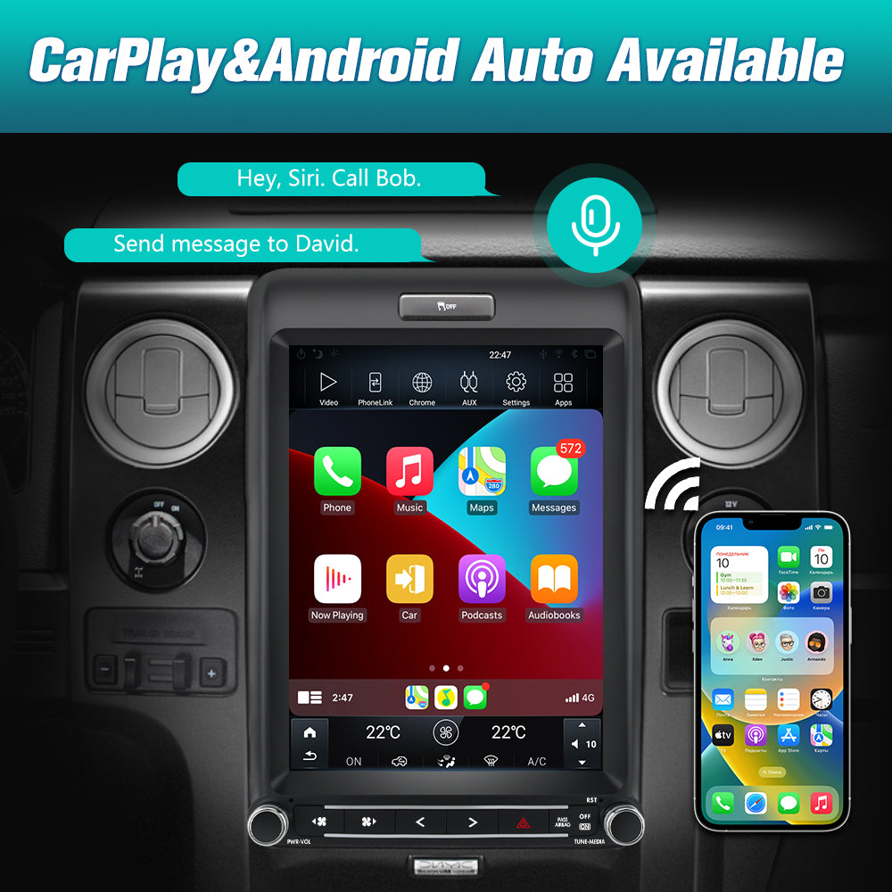 Andriod Car Radio Stereo for Ford F-150 2013-2014 Built in Wireless Carplay Android Auto GPS Navigation & WiFi DSP 12.1 inch