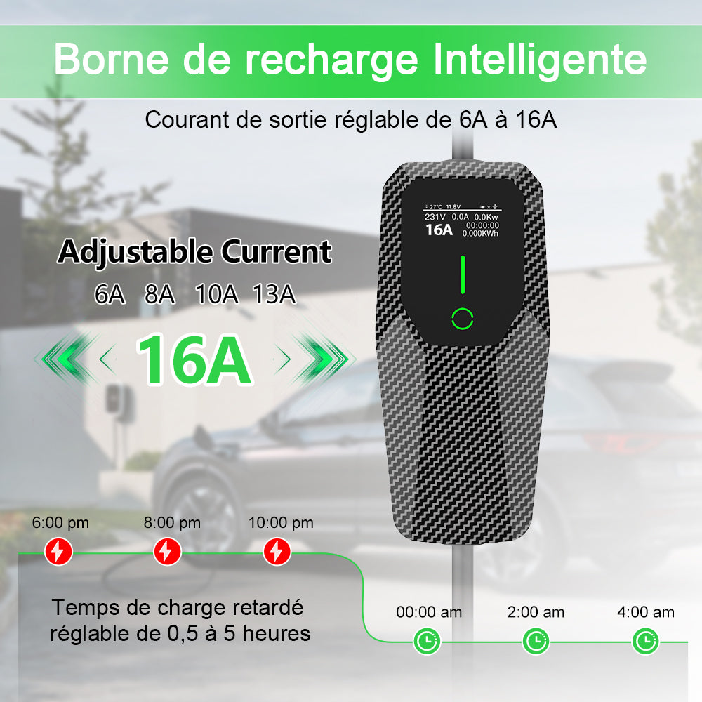 Chargeur EV portable AWESAFE (231 V, 16 A) avec câble de charge de 8 pieds pour véhicule électrique de type 2 AWESAFE