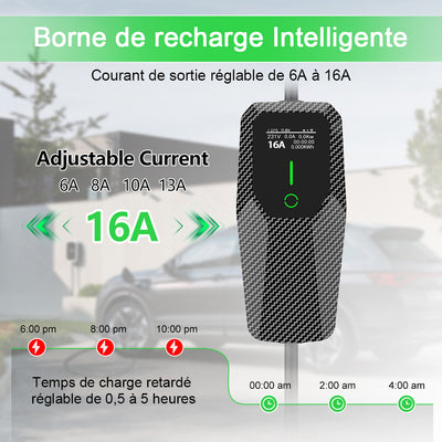 Chargeur EV portable AWESAFE (231 V, 16 A) avec câble de charge de 8 pieds pour véhicule électrique de type 2 AWESAFE