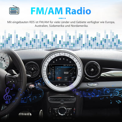 AWESAFE Android Autoradio für BMW Mini Radio mit Navi, unterstützt DAB+ WiFi WLAN CD DVD Bluetooth Carplay Mirrorlink Lenkradsteuerung AWESAFE