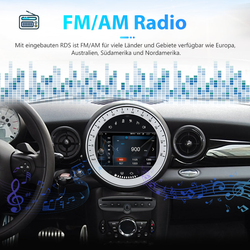 AWESAFE Android Autoradio für BMW Mini Radio mit Navi, unterstützt DAB+ WiFi WLAN CD DVD Bluetooth Carplay Mirrorlink Lenkradsteuerung AWESAFE