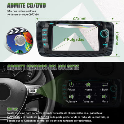 AWESAFE Android Car Stereo Para Seat ibiza 2009-2013 Sistema Actualización de Radio de Pantalla Táctil con Carplay Inalámbrico Android Auto, Soporte Bluetooth WiFi Navegación GPS AWESAFE