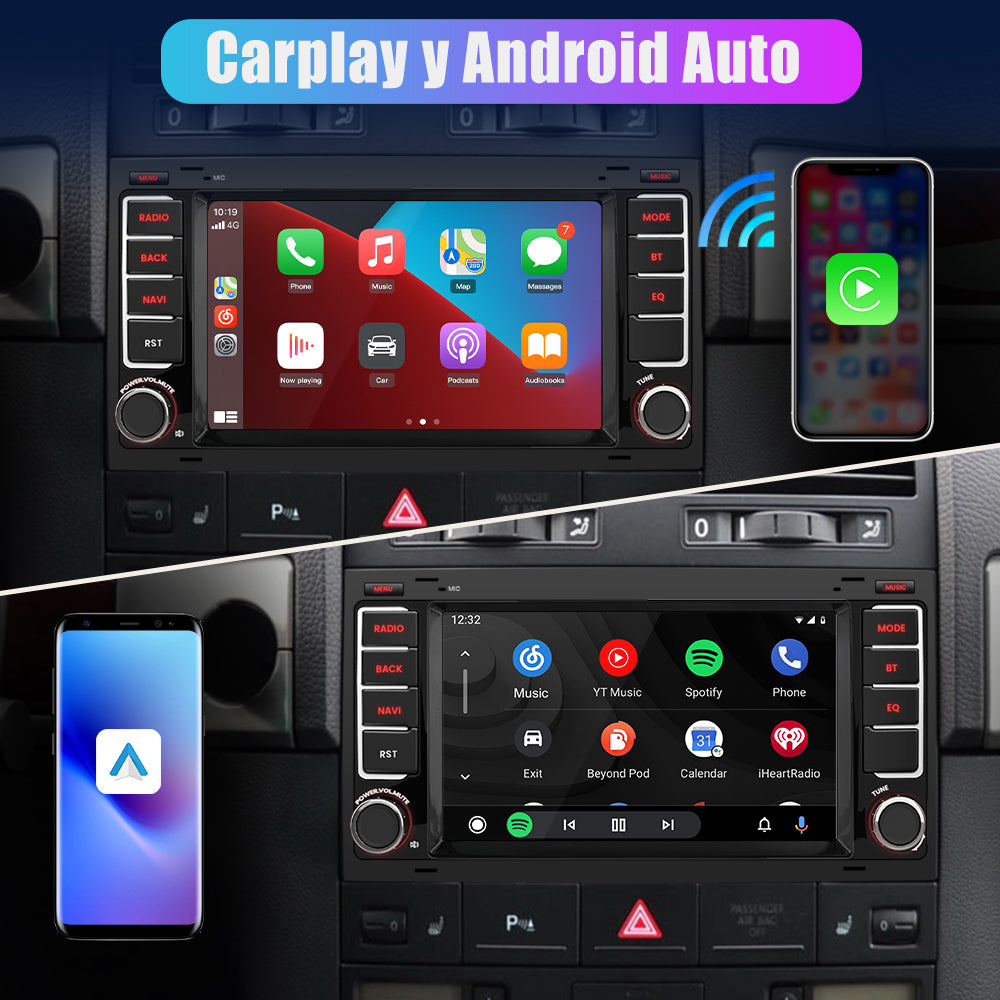 AWESAFE Android 12.0 [2GB+32GB] Radio Coche con Pantalla Táctil 7 Pulgadas para VW Touareg/Transporter T5 Multivan, Autoradio para Volkswagen con Carplay/Android Auto Inalámbrico/Bluetooth/GPS,etc. AWESAFE