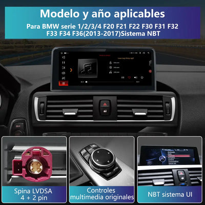 AWESAFE Android Car Stereo Para BMW serie 1/2/3/4 F20 F21 F22 F30 F31 F32 F33 F34 F36(2013-2017) Sistema NBT Actualización de Radio de Pantalla Táctil con Carplay Inalámbrico Android Auto, Soporte Bluetooth WiFi Navegación GPS AWESAFE