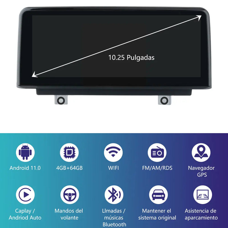 AWESAFE Android Car Stereo Para BMW serie 1/2/3/4 F20 F21 F22 F30 F31 F32 F33 F34 F36(2013-2017) Sistema NBT Actualización de Radio de Pantalla Táctil con Carplay Inalámbrico Android Auto, Soporte Bluetooth WiFi Navegación GPS AWESAFE