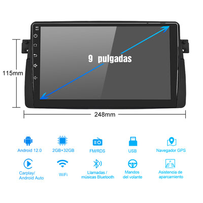 AWESAFE Android Car Stereo Para BMW Sistema Actualización de Radio de Pantalla Táctil con Carplay Inalámbrico Android Auto, Soporte Bluetooth WiFi Navegación GPS AWESAFE