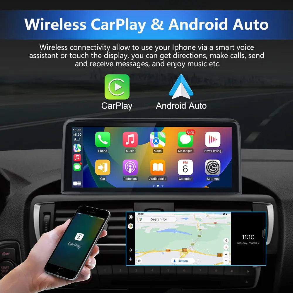 AWESAFE Android 11 [4GB+64GB] Car Radio for BMW 1 2 3 4 series F20 F21 F22 F30 F31 F32 F33 F34 F36 with 10.25 inch Touchscreen, Carplay/Android Auto/Bluetooth/WIFI/4G 2011-2017 AWESAFE