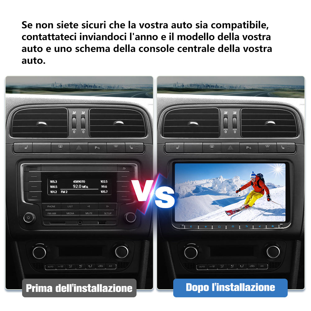 AWESAFE Android Car Stereo per sistema di aggiornamento radio touch screen VW con Wireless Carplay Android Auto, supporto navigazione GPS Bluetooth WiFi AWESAFE