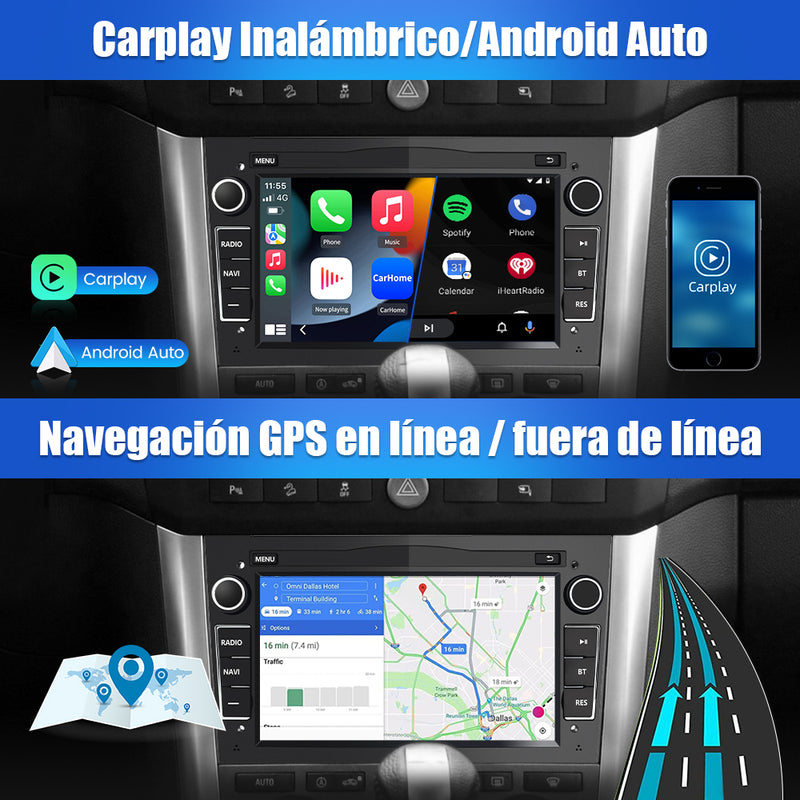 AWESAFE Android 12.0 2GB+32GB Pantalla de Coche para Opel con Carplay/Auto, Pantalla Táctil 7 Pulgadas con WiFi/GPS/Bluetooth/DSP/RDS/USB/FM/24 Temas, Apoyo Mandos Volante,MirrorLink, RCA (Negro) AWESAFE
